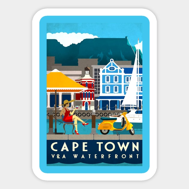 Vintage Travel Poster - Cape Town Sticker by Starbase79